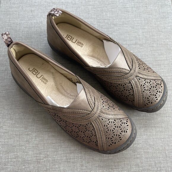 JBU Florida Casual Step-In Shoe Size 8W Mocha Brown NEW Comfort Work Neutral - Picture 1 of 15